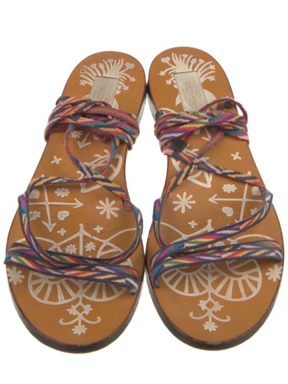VALENTINO GARAVANI Santeria Native Ankle Wrap Flat Sandals EU 41/US 10